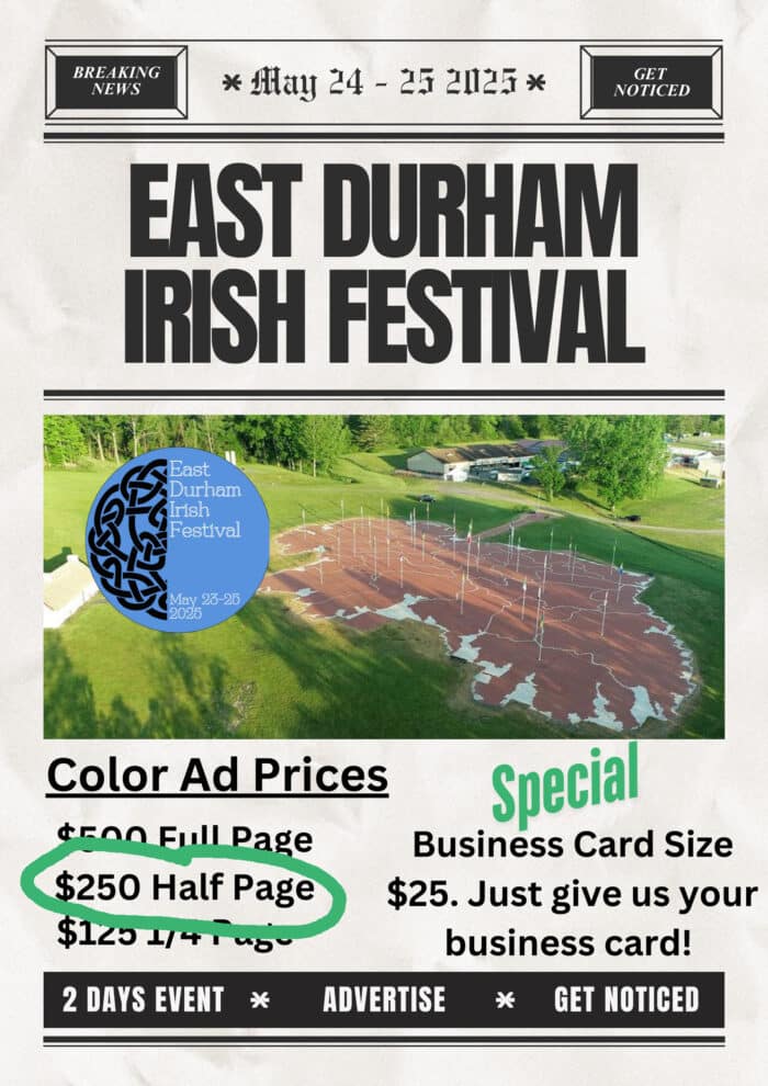 Half Page Advertisement in East Durham Irish Festival Newspaper