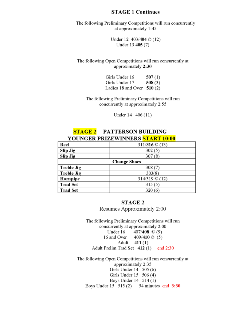 East Durham Feis 2026 Schedule Final 1 Page 2