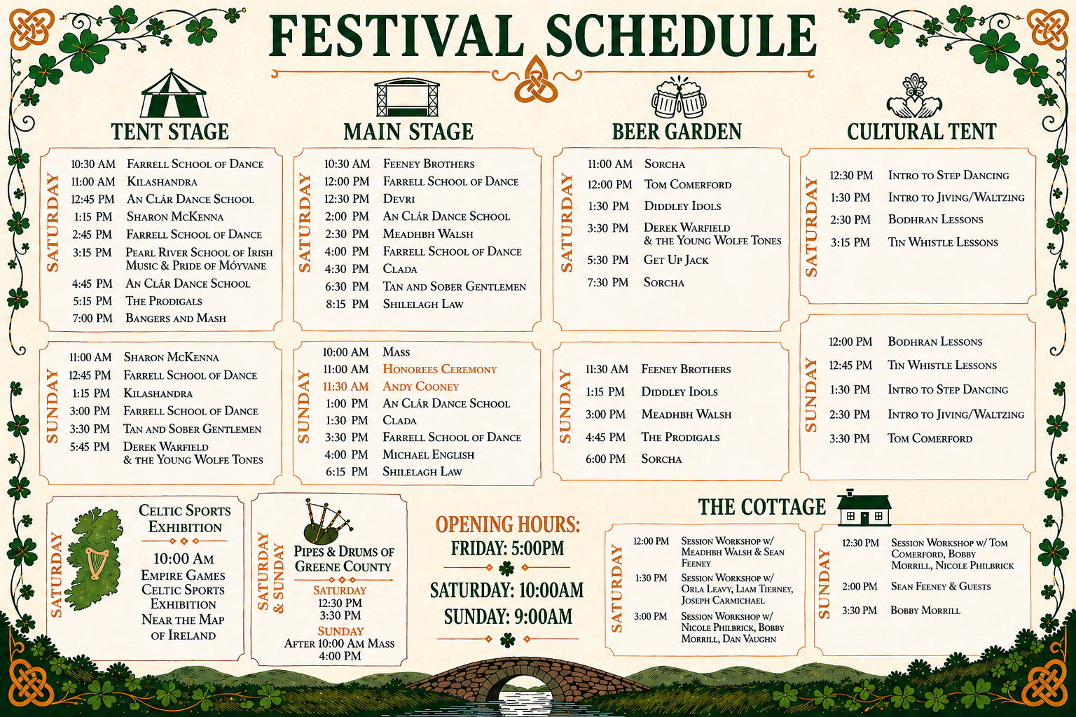 East Durham Irish Festival 2026 Lineup and Schedule